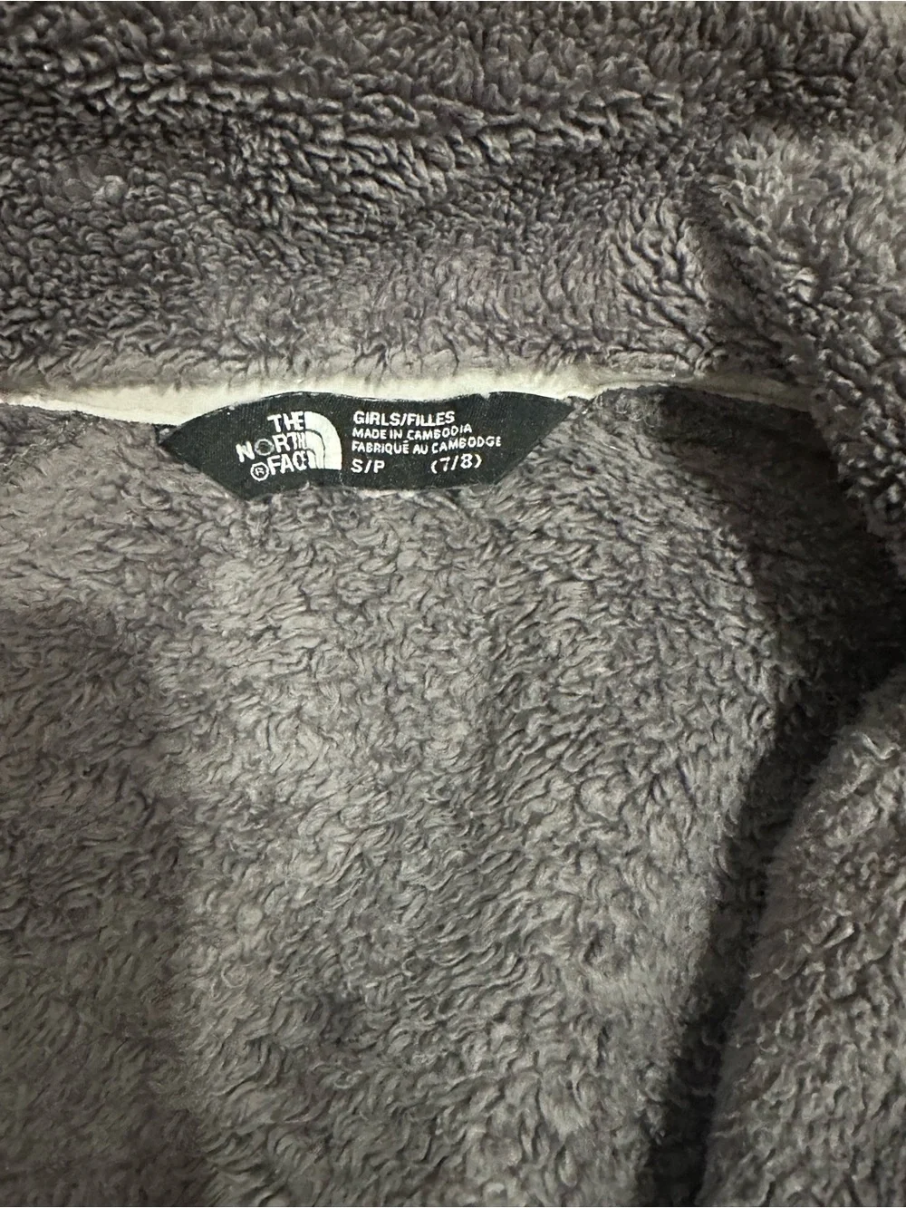 The North Face Grey Sherpa Full-Zip Jacket Girls S (7/8)